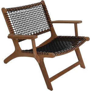 Bridie Loungestoel - 70x83x80 cm - Bruin/Naturel - Teak - tuin stoel, lounge stoel, loungestoel buiten, lounge stoel, loungezetel, tuinstoelen weerbestendig, tuinstoelkussens hoge rug, tuinstoelen