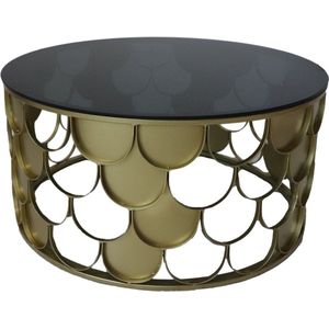 Sally Salontafel - ø80x40 cm - Goud/Zwart - Metaal/Glas - salontafels rond, salontafels, salontafel zwart, salon tafel, salontafel rond, salontafel industrieel, salontafel vierkant, salontafel marmer, salontafel wit