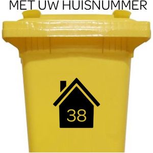 Klikosticker - met uw huisnummer - zwart - container sticker - kliko stickers - 14,5 cm x 15,5 cm - cijfersticker - vuilnisbaksticker