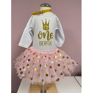Verjaardag, set, baby first birthday outfit, kleedje, verjaardagjurk, little girl dress baby 1 jaar, eerste verjaardag, one, onederful, tutu, baby, 1 jaar, set Layla (mt 80)