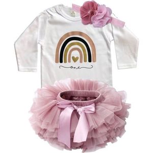 verjaardagset, tutu, birthday, 1 jaar, eerste, one, verjaardag, outfit, regenboog, rainbow (mt 74)