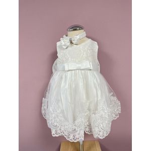 Feestjurk-bruidsmeisje-communie-doop-kleedje-jurk-fotoshoot-zomerjurk-babyjurk-bloemen meisje-girl-Camilla wit (Mt 86-92)