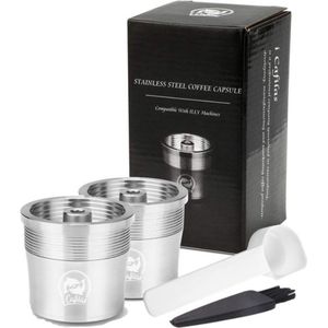 Hervulbare koffiecup capsule voor Illy koffiemachine - Illy Capsule - RVS - 2 cups - illy hervulbare koffie capsule