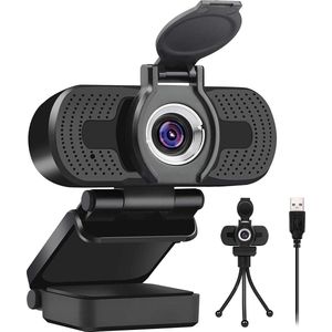 Webcam met een Tripod voor PC - Thuiswerken - vergaderingen- YouTube - Full HD 1080- Ruisonderdrukking - Plug and Play