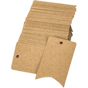 Labels naturel - 5 x 3 cm. - 100 stuks - stevig karton - inkeping - met voorgestanst gaatje - prijslabels - cadeaulabels - winkels
