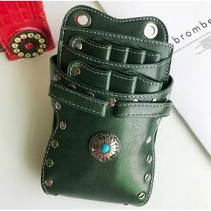 Scharen holster met Schouderriem - Kapperstasje voor scharen - groen PU leer