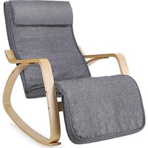 Trend24 Schommelstoel - Stoel - Relaxfauteuil verstelbaar - Relaxstoel - Ligstoel - 55 x 80 x 91 cm - Grijs