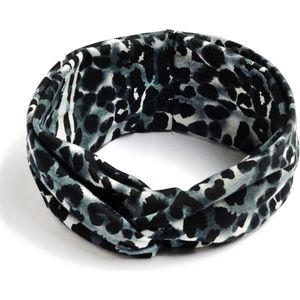 Trendy haarband luipaardprint grijs - zachte haarband - elastisch - hoofdband - dames