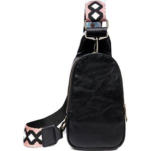 Damestassen - crossbody tas Aztec zwart - leerlook - schoudertas - compact - verstelbare schouderband