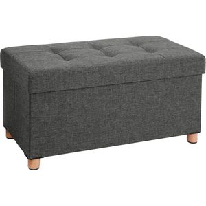 Trend24 Opbergbox - Opbergkist - Opbergbank - Hocker - Opbergsysteem - Stof - MDF - Hout - 38 x 38 x 40 cm - Donker grijs