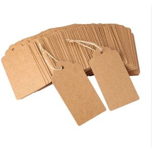 Labels Bruin - 9 x 4.5 cm. - 100 stuks - stevig karton - met voorgestanst gaatje - prijslabels - cadeaulabels - winkels