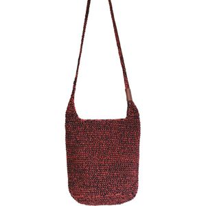BAYUXX Bags Bali - Gehaakte tas met rits - Model BIBI - Handmade in Bali - Dames - Crossbody/ Schoudertas - Zwart/Rood Gemeleerd - Duurzaam