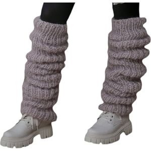Beenwarmers - Beenwarmers Lichtbruin - 60 cm - warm - grof gebreid - one size - polyester - chunky been warmers - dames