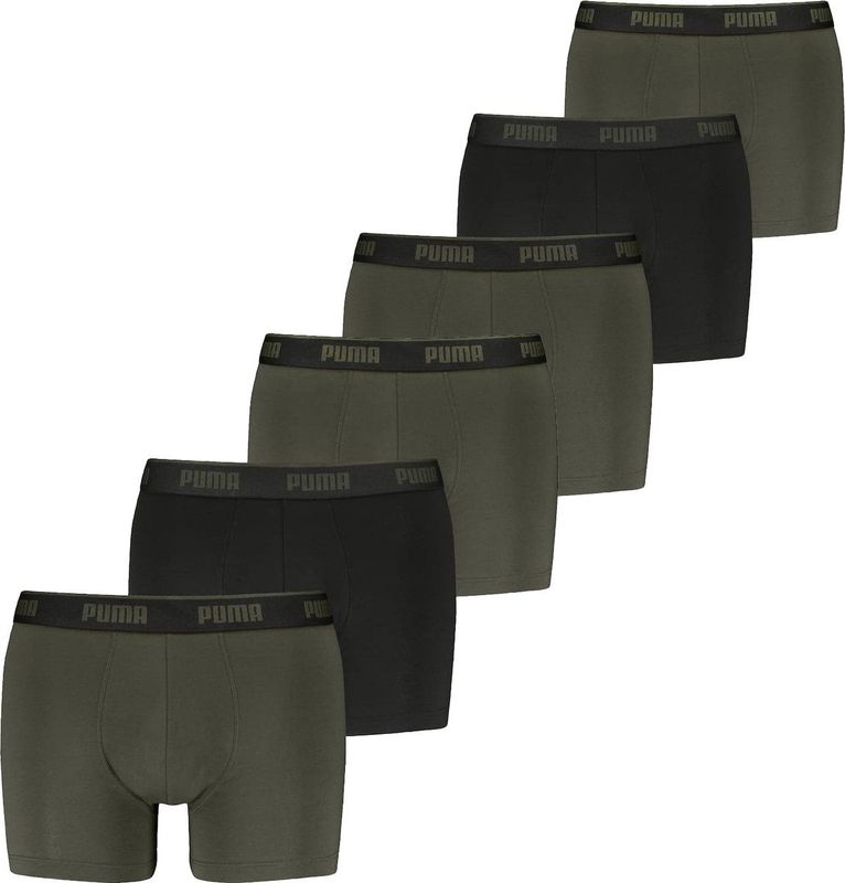 Puma - Boxershorts - 6-Pack - Groen-Zwart - Katoen-Elastaan