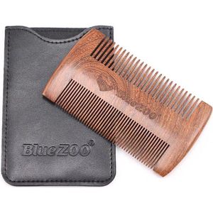Baardkam van hout in etui - Dubbelzijdig - Fijn en grof - Voor de perfecte baard