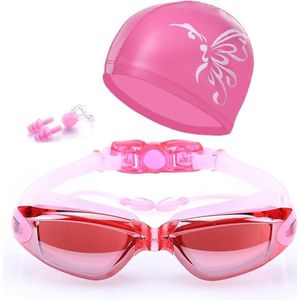 Zwembril set - Oordopjes, badmuts, neusklem en duikbril - Roze