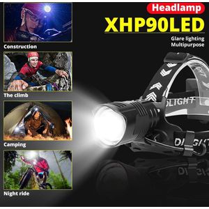 Led-hoofdlamp 24000, lumen 5000 het krachtigste professionele oplaadbare zoeklicht wat verkrijgbaar is de XHP 90.2 PROFESSIONAL-XLED