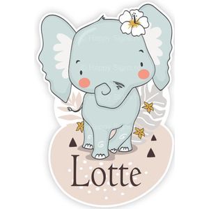 Jungle Olifant Meisje Geboortebord 80 cm