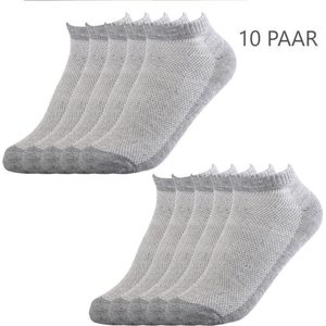 10 paar grijze enkelsokken - Lage sneaker sokken met mesh - Heren footies