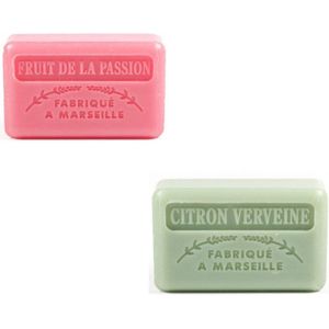 Soap bar set - zeep savon de marseille Fruit de la passion + Citroen verveine 2x125 gr.