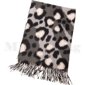 Sjaal winter shawl panterprint - wol viscose - grijs