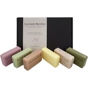Soap bar cadeauset savon de marseille zeep Mimosa, Aloë vera, lait de coco, Monoi, Huile d'olive, Ambre boisee - zeepcadeau - giftset - brievenbuscadeau