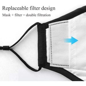 5 Stuks Mondkapjes Katoen Zwart INCLUSIEF 10 Filters -  Wasbaar mondmasker Verstelbaar- Ademend - Herbruikbaar