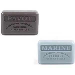 Soap bar set - zeep savon de marseille Pavot (opium) + Marine 2x125 gr.