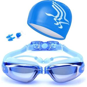 Zwembril set - Oordopjes, badmuts, neusklem en duikbril - Blauw