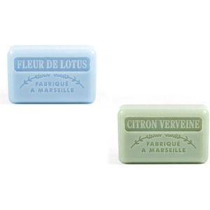 Soap bar set - zeep savon de marseille Citroen Verveine + Fleur de lotus 2x125 gr.
