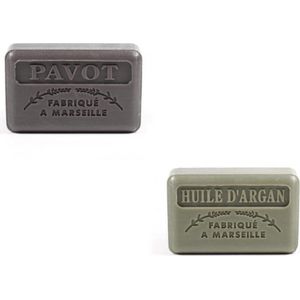Soap bar set - zeep savon de marseille  Pavot (opium) + Huile d'argan 2x125 gr.