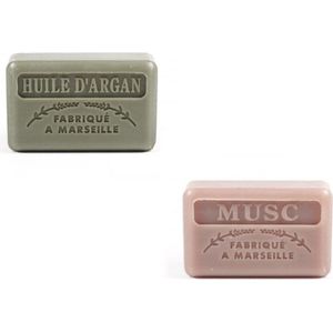 Soap bar set - zeep savon de marseille Huile d'argan + Musc 2x125 gr.