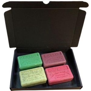 Soap bar set - zeep savon de marseille Menthe, Mojito, Casis, Vigne rouge zomergeuren 4x125 gr.
