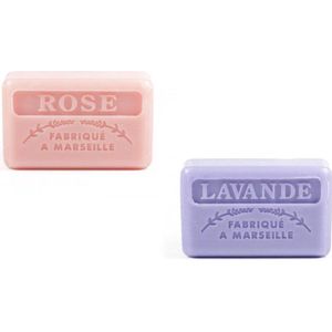 Soap bar set - zeep savon de marseille Lavendel + Rose 2x125 gr.