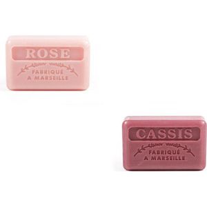 Soap bar set - zeep savon de marseille Casis + Rose 2x125 gr.