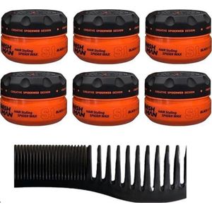 NISHMAN STYLING SPIDER WAX S1 BLACK 6 STUKS+ Styling Comb