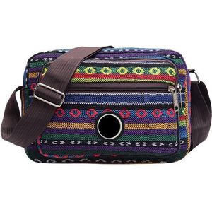 Handige kleurige kleine schoudertas van geborduurd canvas - Peru Style - Vintage