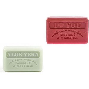 zeep set savon de marseille aloe vera + I love you- Valentijn - Moederdag 2x125 gr.