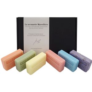 Soap bar set savon de marseille Rose, Sinaasappelbloesem, Fleur de lotus, Lavendel scrub, Mimosa, Aloë vera 6x125gr. - cadeau voor vrouw
