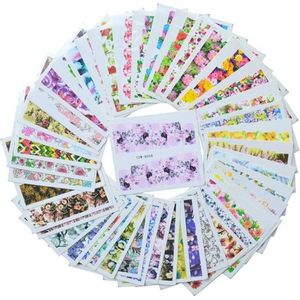 Nagelstickers - Nail Art - Gemengde Ontwerpen - 48 Stuks - Flower
