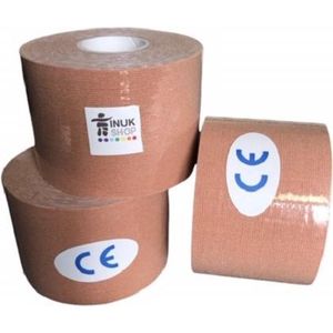 Inuk - Original Kinesiotape Sporttape 2 rollen - Beige - Kwaliteits tape wat blijft zitten ook onder water - IOC
