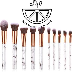 Kabuki Make-up borstels - set van 10 stuks - Kabuki - Kwastenset - Oogschaduw Poeder - Shmink borstels -  Wit/roze - Without Lemons