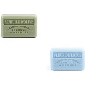 Soap bar set - zeep savon de marseille Huile d olive + Fleur de lotus 2x125 gr.