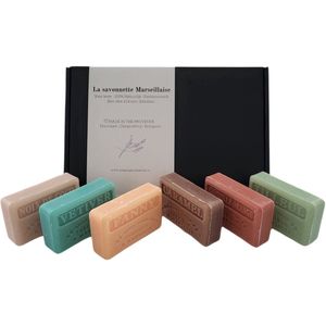 Soap bar cadeauset savon de marseille zeep, Tilleul, Vetiver, kokos, sinaasappel kaneel, Caramel, Fanny - brievenbuscadeau - zeepgift - natuurlijke zeep - vegan zeep - sheaboter zeep