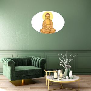 behangcirkel - Budha - zelfklevend - 145-100cm - waterbestendig en scheurvast