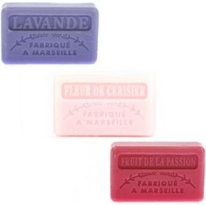 Soap bar set - zeep savon de marseille Lavendel, Kersenbloesem, Passievrucht 3×60 gr.