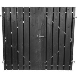 Schuttingdeur tuindeur dubbele tuinpoort zwart gespoten inclusief stalen frame en cilinderslot 240 x 180 (Rechtsdraaiend)