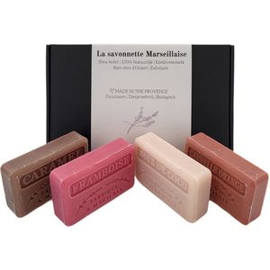 Zeep brievenbuscadeau: Karamel, Kaneel sinaasappel, Kokos, Framboos