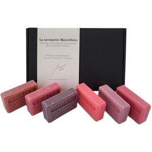 Marseille zeep bar cadeauset: Granaatappel, Framboos, Rood fruit, Kers, Bramen, Aardbei - beterschap pakket - veel sterkte cadeau - rood fruit pakket - cadeau voor vrouw