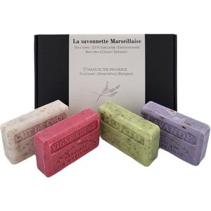 Zeep brievenbuscadeau: Lait de coco, Mojito, Lavendel scrub, Vigne rouge